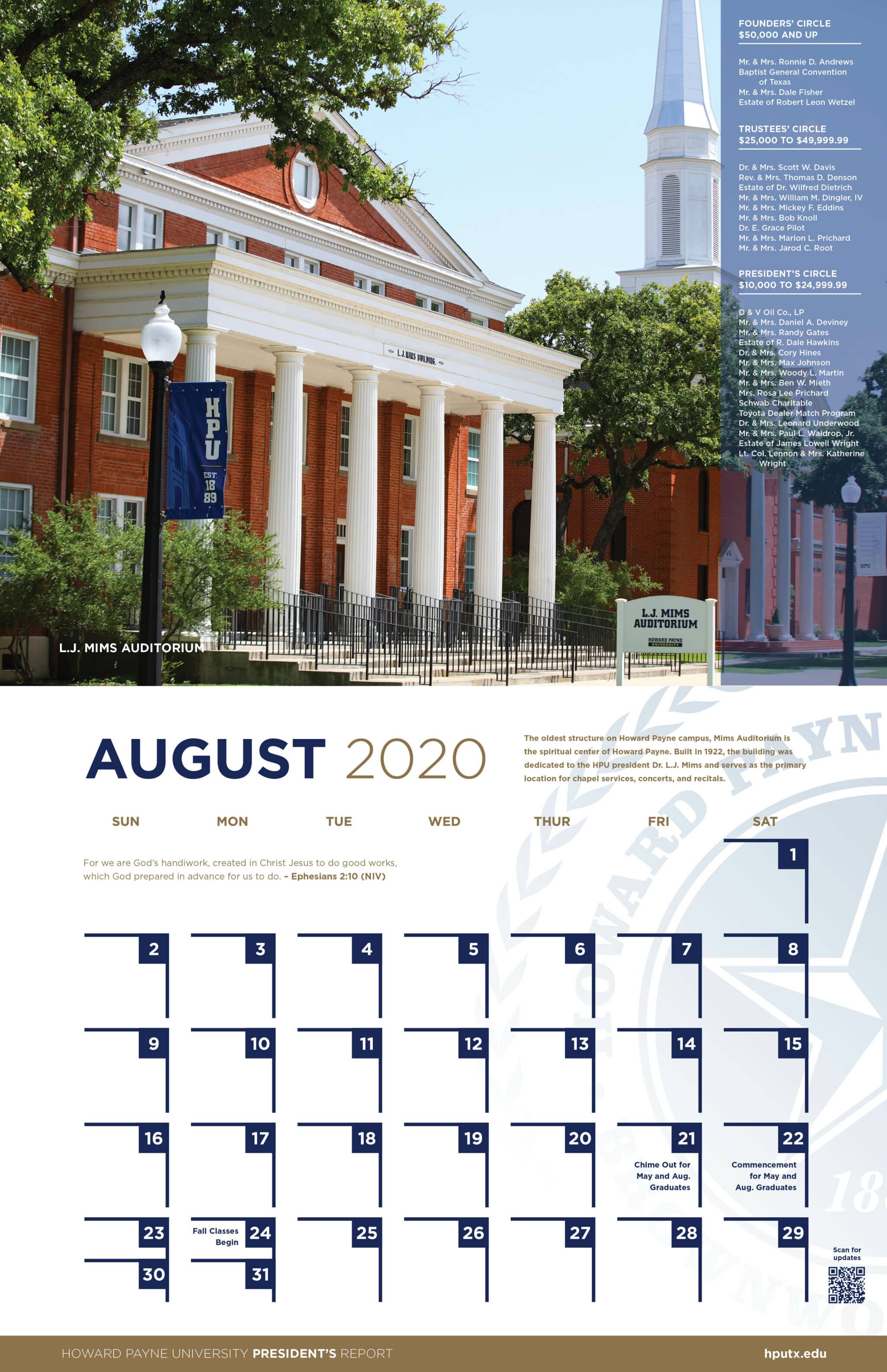 August 2020 Howard Payne University