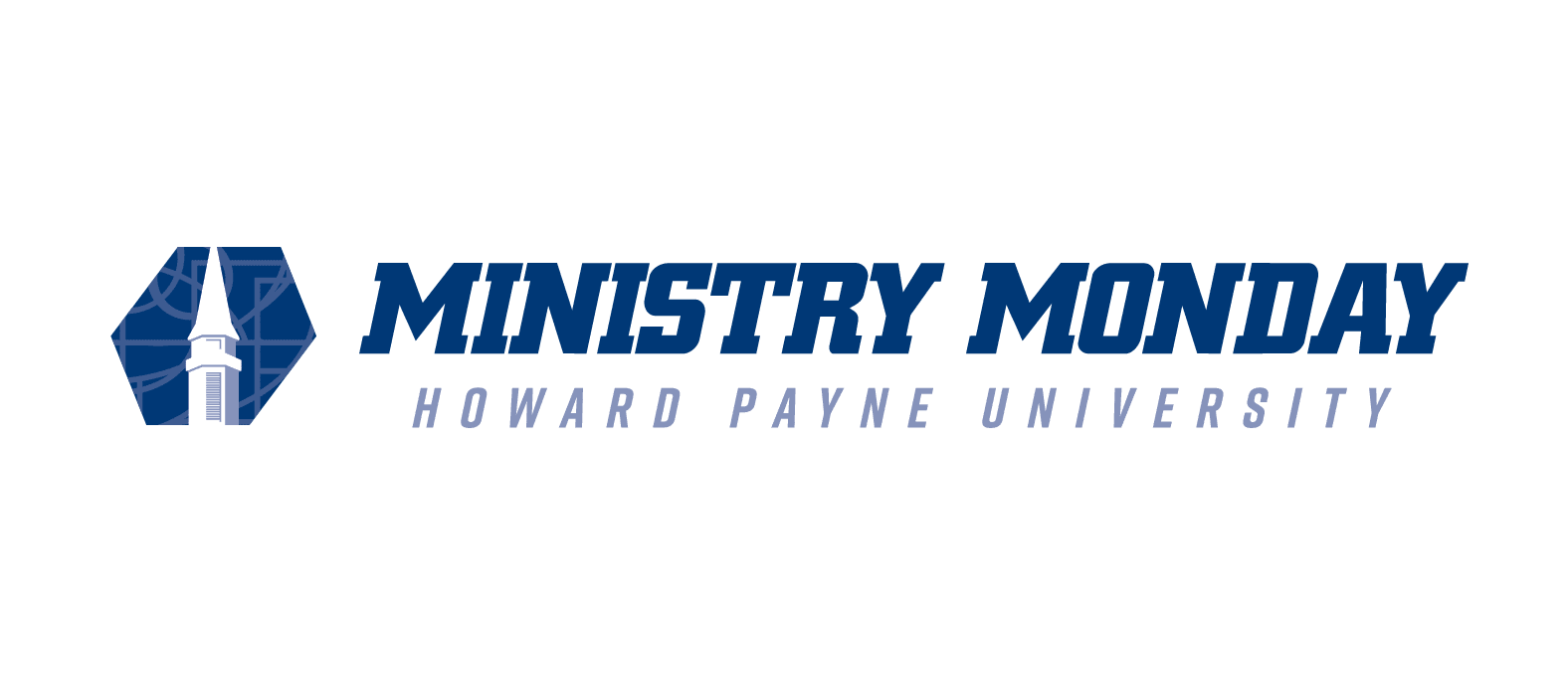 Logo of "ministry monday" at Howard Payne University featuring an illustration of a building. | HPU