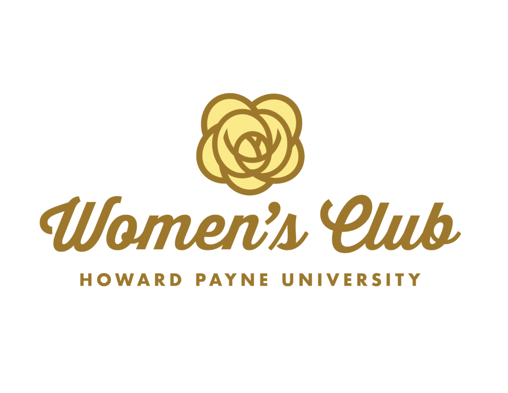 Logo for Howard Payne University's women's club featuring a stylized rose and elegant typography on a green background. | HPU
