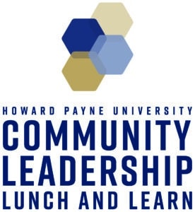 Graphic logo for Howard Payne University's community leadership lunch and learn event featuring stylized hexagons. | HPU