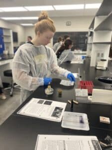 HPU Student Briana Carter works in the newly renovated microbiology lab.