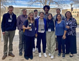 HPU students and faculty attend the 2024 TAS conference. Pictured, from left, are Nolan Godfrey, Dr. Greg Hatlestad, Shayna Oliver, Trevor Bowers, Isabel Clevenger, Victoriano Cooper, Sydney Ben, Ethan Cortez, Cassandra Covos and Dr. Kristen Hutchins.