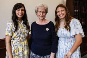 The HPU Women’s Club recently hosted the 2024 Yellow Rose Scholarship Luncheon. Barbara Grooms (center) was honored as the Yellow Rose Award recipient and Samantha Molina (left) and Brenna Douthit (right) were named Yellow Rose Scholarship recipients.