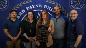 The Office of Information Technology received the Department of the Year Award. Pictured from left to right are Anthony Arreola, Dr. Cherri Conley, Dr. Jodi Goode, Bobby Womack and Jonathan Young. Not pictured are Christopher Ewen and Tiffany Hogue.