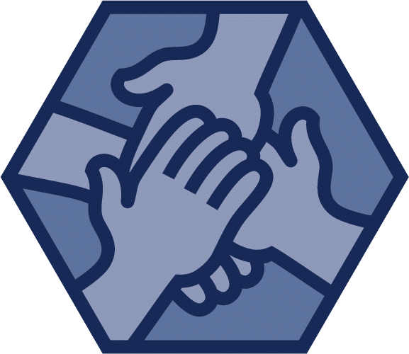 Howard Payne University’s core value of Focused on Community is represented by hands joining together.