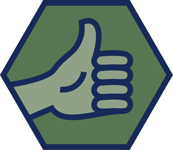 Howard Payne University’s core value of Committed to Excellence is represented by a thumbs up.